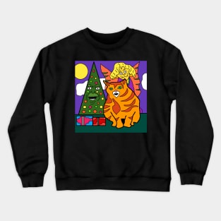 fairy cat Christmas with presents Crewneck Sweatshirt